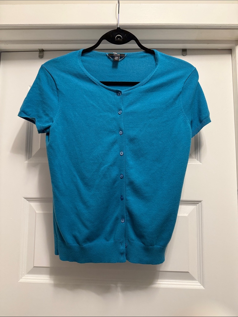 Jaboc Teal Short-Sleeve Button Front Top